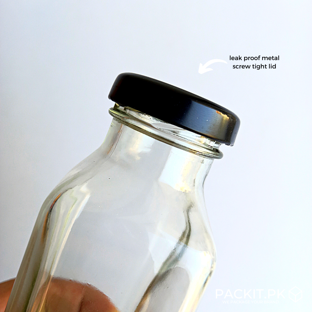 Transparent Glass Bottle - 300ml square