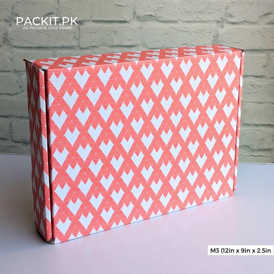 Baby Pink Geometric Hearts Printed Gift Packaging Boxes Valentine gift