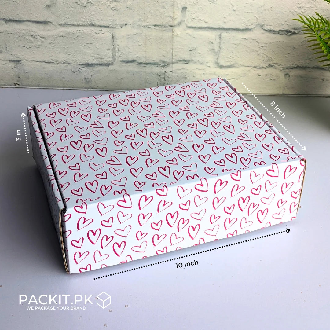 Pretty Little Things pink hearts gift packing boxes made in Pakistan