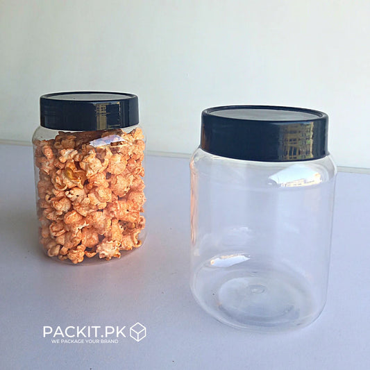 500ml half litre round plastic storage jars