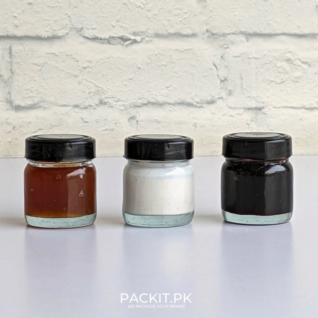 mini glass jars for honey jams and sauces made in Pakistan PACKIT