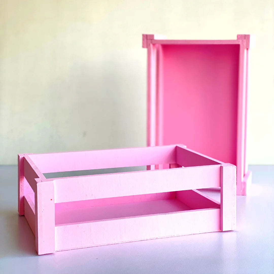 Pink Crates - Wood Baskets (baby pink)
