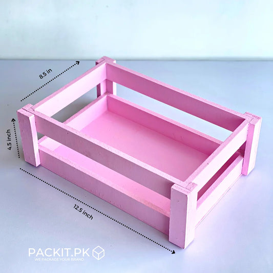 Pink Crates - Wood Baskets (baby pink)