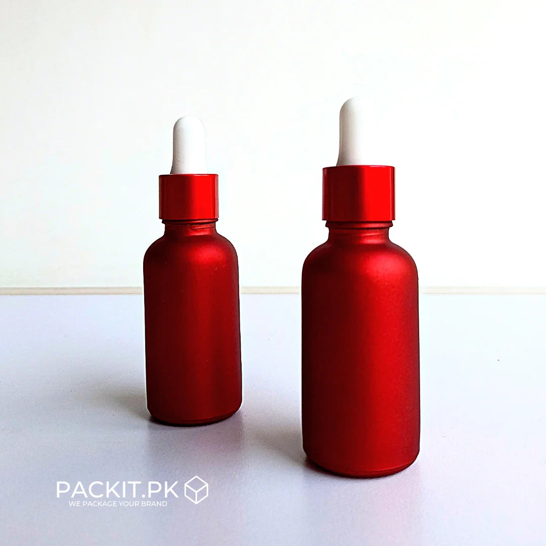 Glass Serum Bottles - Hot Red