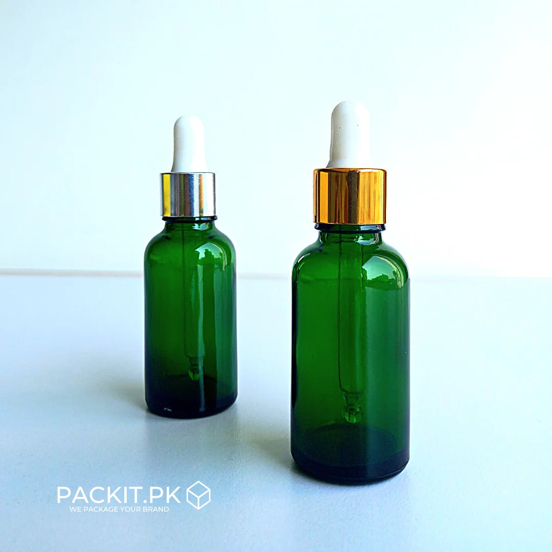 Green Glass Glass Serum Bottle