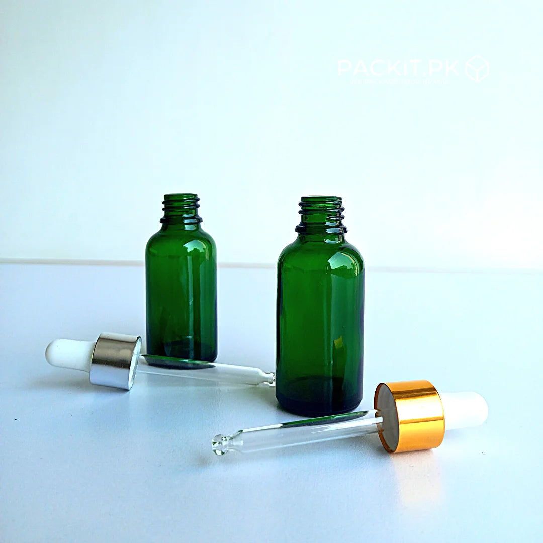 Green Glass Glass Serum Bottle