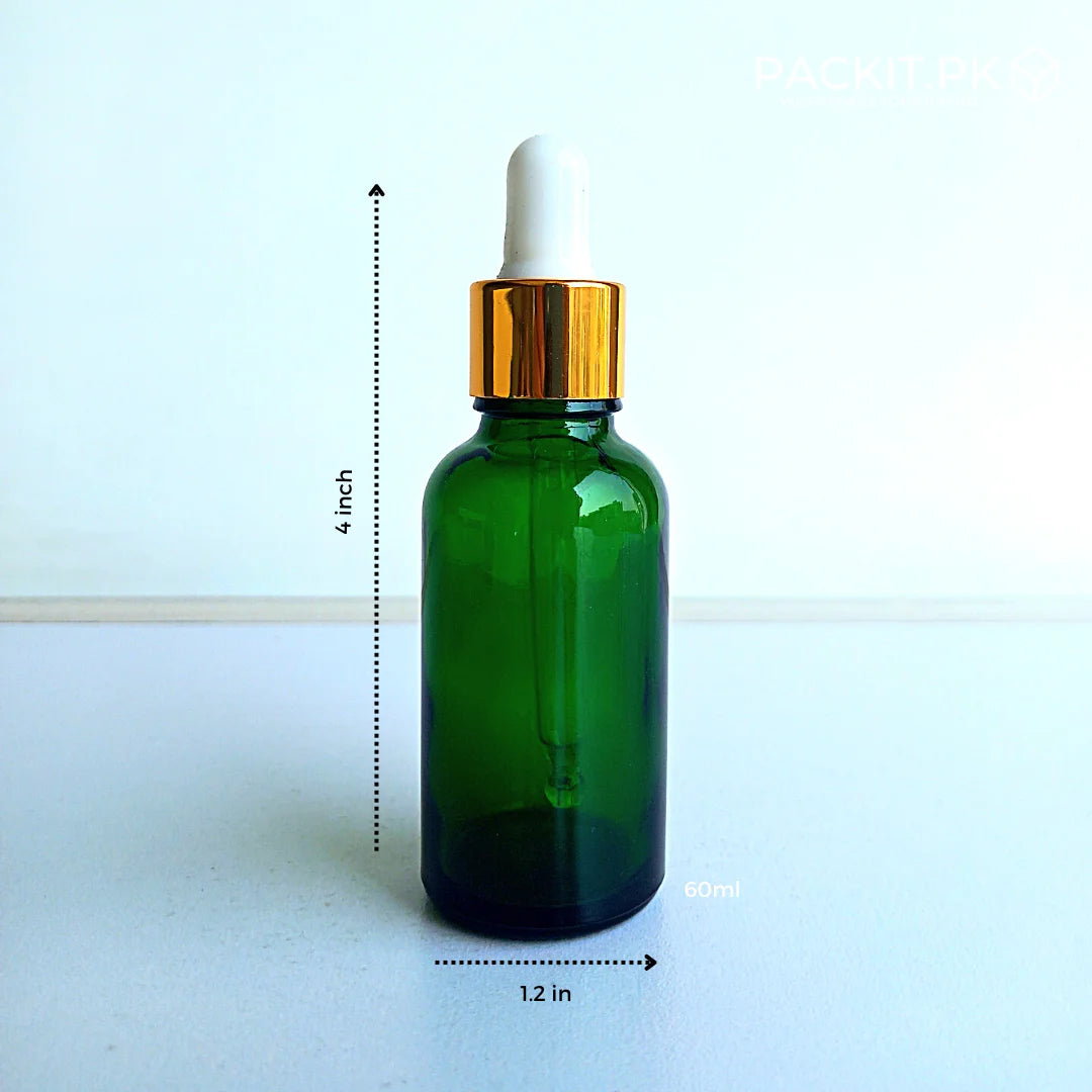 Green Glass Glass Serum Bottle